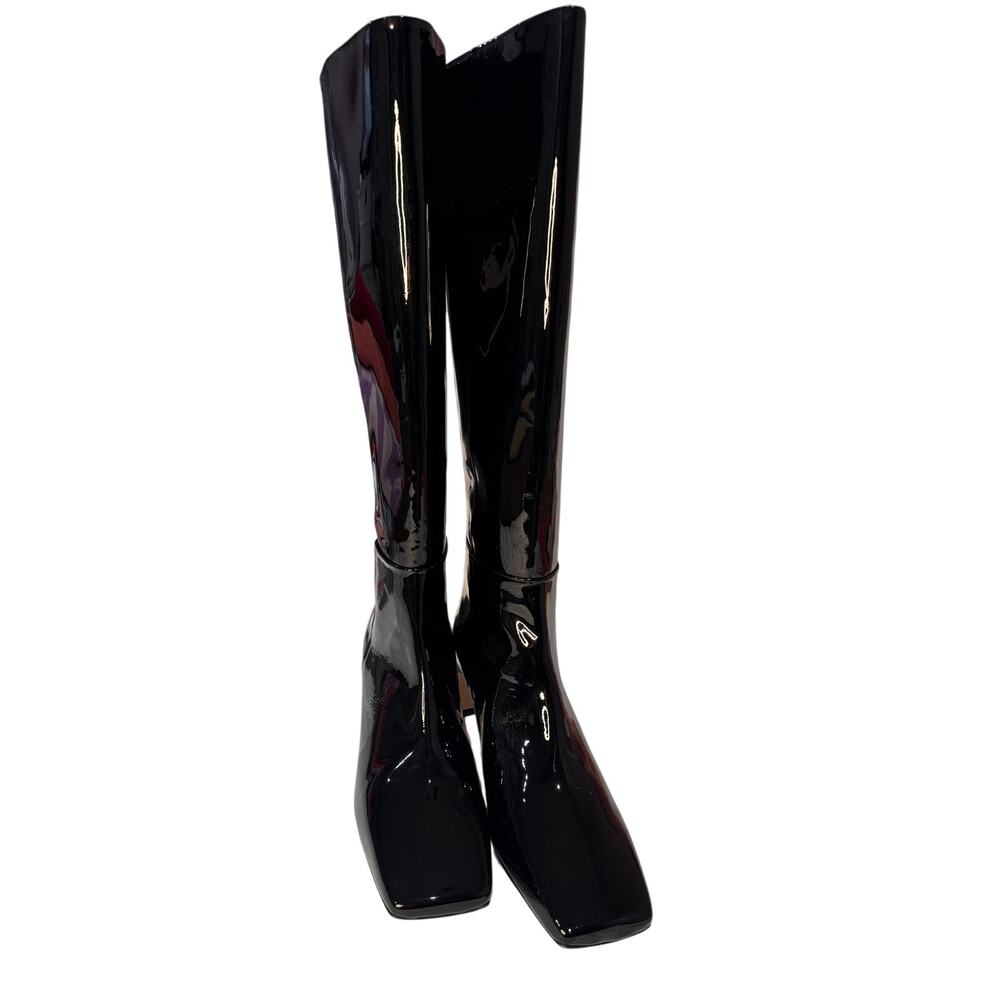 Aeyde Black Patent leather Tove Knee High Boot size 41  /US 10 - Picture 6 of 16
